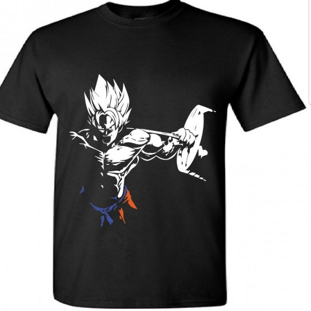 Goku lifting shirt